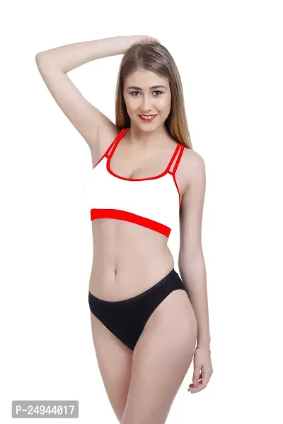 Stylish Red Self Pattern Bra And Panty Set For Women Pack Of 1-thumb3