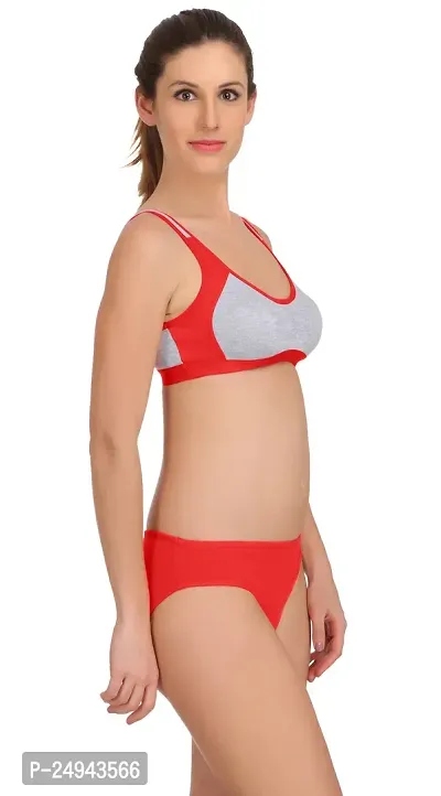 Stylish Red Self Pattern Bra And Panty Set For Women Pack Of 1-thumb2