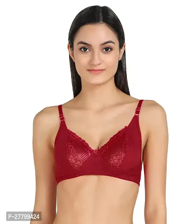 Women Cotton Bra Panty Set for Lingerie Set Pack of 1  Color : Maroon-thumb5