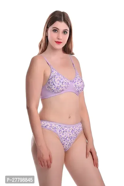 Women Cotton Bra Panty Set for Lingerie Set Pack of 1  Color : Purple-thumb2