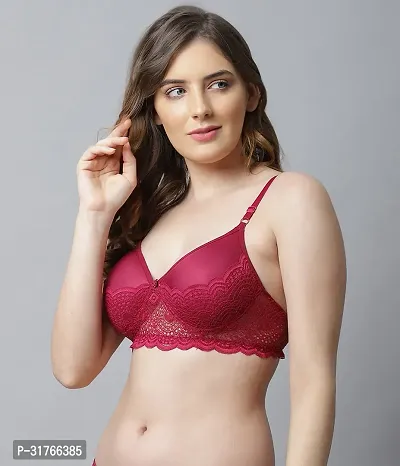 Women Maroon Cotton Bra Panty Set-thumb3