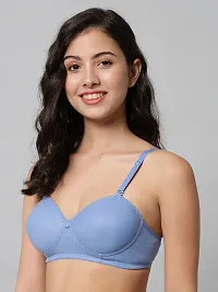 Stylish Light Blue Cotton Solid Bras For Women-thumb2