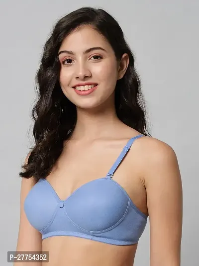 Stylish Light Blue Cotton Solid Bras For Women-thumb3