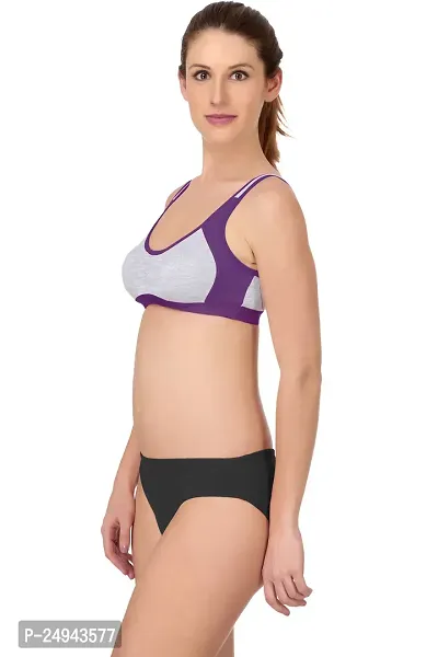 Stylish Purple Self Pattern Bra And Panty Set For Women Pack Of 1-thumb3