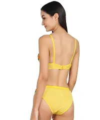 Stylish Yellow Self Pattern Bra And Panty Set For Women Pack Of 1-thumb3