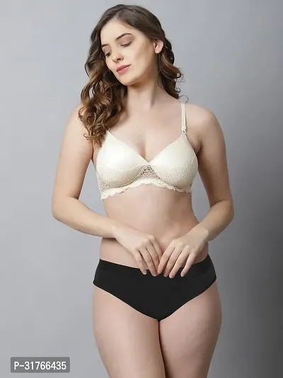 Women Gold,Brown Cotton Bra Panty Set-thumb4