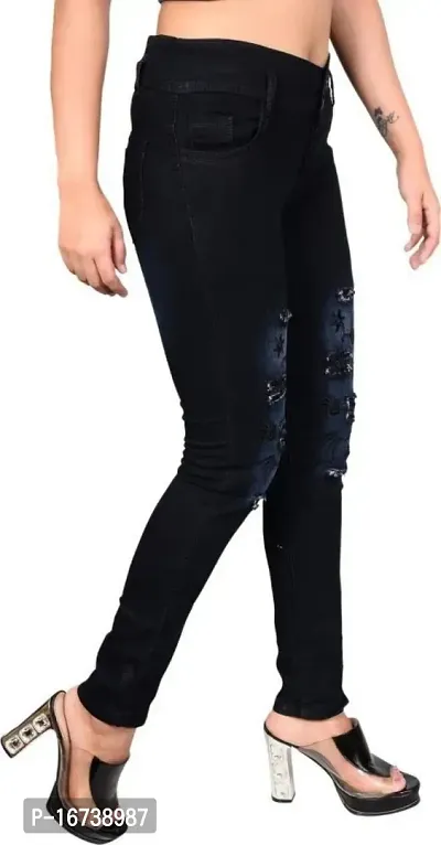 Regular Fit Jeans For Girls  Women  Denim Black Jeans-thumb3