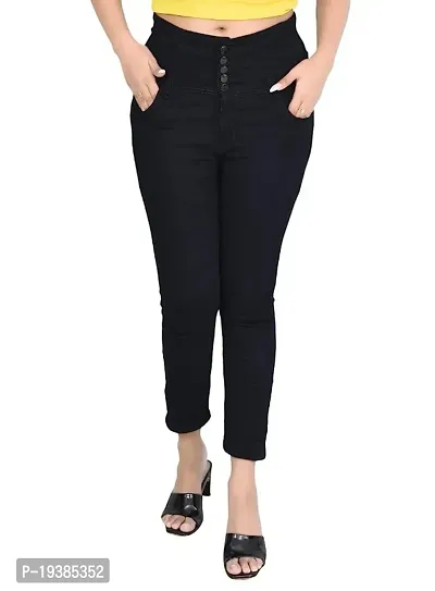 Namostu Women Skinny High Rise Black Jeans 5- Button