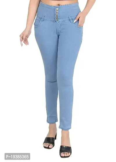 Namostu Women Skinny High Rise Light Blue Jeans 5- Button-thumb0