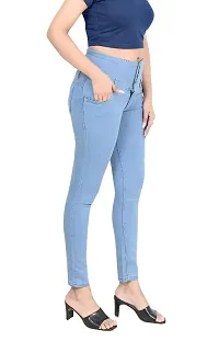 Namostu Women Skinny High Rise Light Blue Jeans 5- Button-thumb1