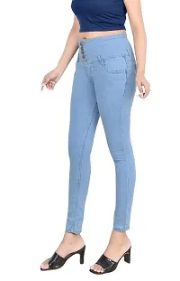 Namostu Women Skinny High Rise Light Blue Jeans 5- Button-thumb2