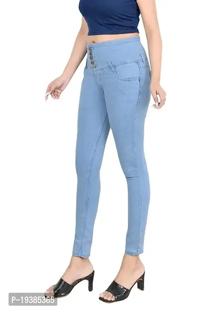 Namostu Women Skinny High Rise Light Blue Jeans 5- Button-thumb3