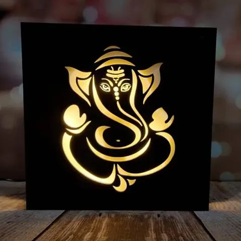 Glamorous Creation Ganesha Theme Wooden Table Lamp for Home Decoration.