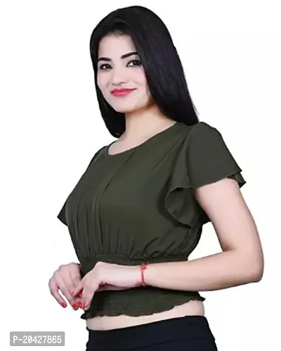 Elegant Green Georgette  Top For Women-thumb0