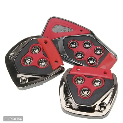 Modern 3 Pcs Non-Slip Red Manual Car Pedals kit Pad Covers Set-thumb0