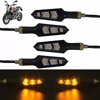 Bike Indicators 6 LED KTM Style Sleek Bike LED Indicators Turn Signal Lights Bulb Blinkers Front Rear Compatible for Motorbike (Amber, Set of 4 PCs)...-thumb2