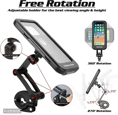 Bike Phone Mount Waterproof Cell Phone Holder 360 Rotation Motorcycle Phone Case Universal Bicycle Handlebar Phone Mount with Sensitive Touch Screen Fit Below 4-7.2 Inches Smartphone-thumb2