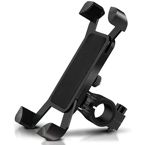 Bike Phone Mount Anti Shake and Stable Aluminium Silicone Cradle Clamp with 360deg; Rotation Bicycle Phone Mount/Bike Accessories/Bike Phone Holder -Black