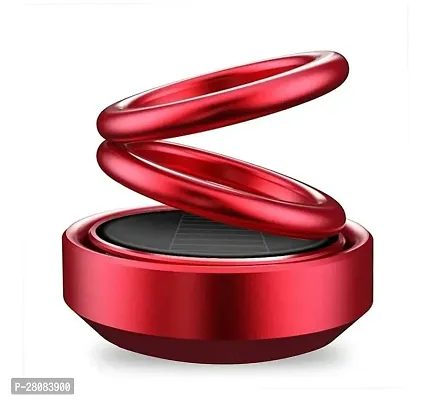 Iivaas Solar Car Fragrance Double Ring Rotating Car Aromatherapy Home Office Air Fresher Decoration Perfume Diffuser (Red)-thumb0