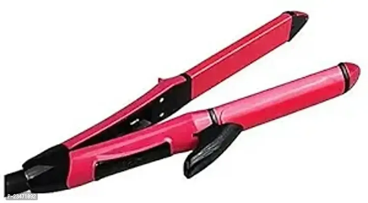 Curler With Ceramic Plate Hair Straightener 2 In 1 Plus Curler Hair Straightener  (Pink)-thumb0
