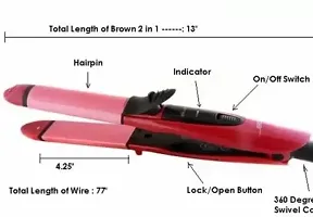 Curler With Ceramic Plate Hair Straightener 2 In 1 Plus Curler Hair Straightener  (Pink)-thumb3