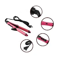 Curler With Ceramic Plate Hair Straightener 2 In 1 Plus Curler Hair Straightener  (Pink)-thumb1