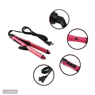Curler With Ceramic Plate Hair Straightener 2 In 1 Plus Curler Hair Straightener  (Pink)-thumb2