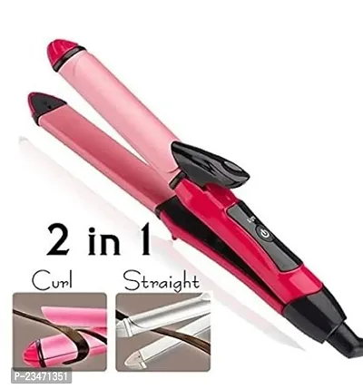 2 In 1 Hair Straightener And Curler Hair Straightening Straighteners And Curler (Pink) BTHS01 Hair Straightener  (Multicolor)