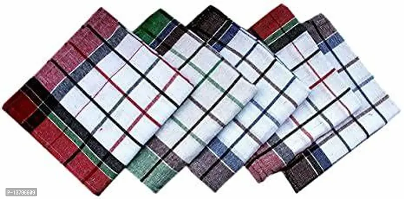 Designer Multicoloured Cotton Checked Hand Towels-thumb2