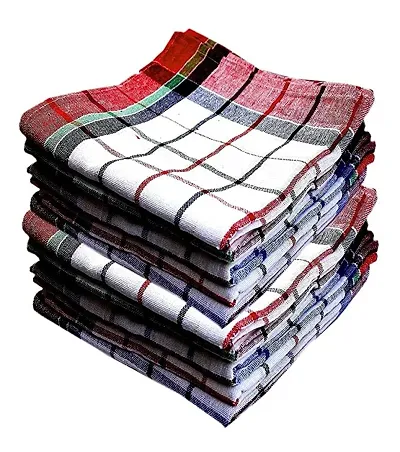 Crystal Zone Cleaning Machine Washable Multipurpose Cotton Checked Kitchen Towels (Multicolour, 18x18 Inch) - Pack of 12 Pcs