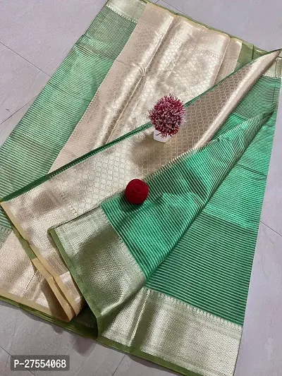 Stylish Tissue Green Embellished Saree with Blouse piece-thumb0