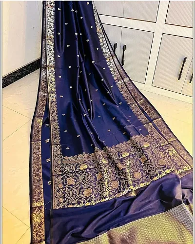 Stylish Pure Silk Woven Design Saree with Blouse piece