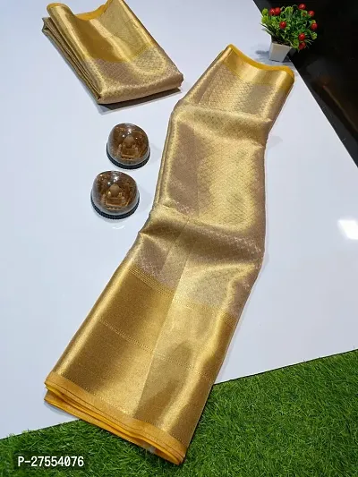 Stylish Tissue Golden Woven Design Saree with Blouse piece