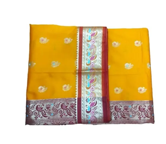 Traditional Banarasi Fancy Mina Work Silk Saree With Running Blause