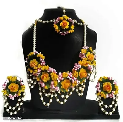 Beautiful Yellow Handmade Jwellery Set For Women-thumb0