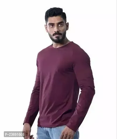 Reliable Purple Polyester Solid Round Neck Tees For Men-thumb0