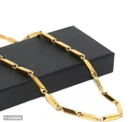 Alluring Golden Stainless Steel Black Diamond Chain For Men-thumb0