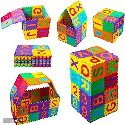 36 Pieces Mini ABCD Alphabet Blocks Puzzle Foam Mat for Kids, Interlocking Learning Alphabet and Number Mat for Kids-thumb0