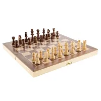 12 Inch Wooden Foldable Chess Board | Chess Game with 32 Pieces Of Chess Coins/Pawns | Brain Exercise Game-thumb2