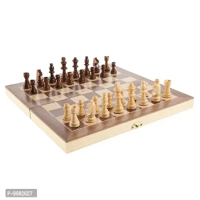 12 Inch Wooden Foldable Chess Board | Chess Game with 32 Pieces Of Chess Coins/Pawns | Brain Exercise Game-thumb3