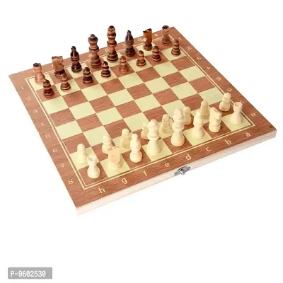 Wooden Foldable Chess Board 10 Chess | Chess Game with 32 Pieces Of Chess Coins/Pawns | Brain Exercise Game-thumb2