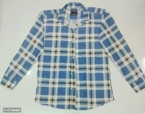 Stylish Blue Checked Shirt For Men-thumb0