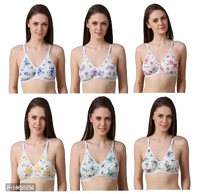 CADEAU Low Impact Cotton Sport|| Regular || Non Padded Bra Innerwear for Woman Wire Free Size - 28 (Pack of 6 PCS)-thumb0