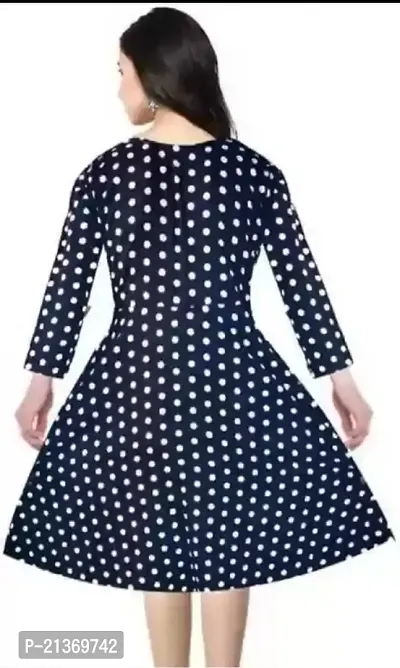 Shiv Enterprises Women's Polka Dot Western Stylish Blue Dress-thumb2