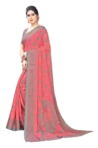 Pink Polyester Brasso Saree with Blouse Piece-thumb2