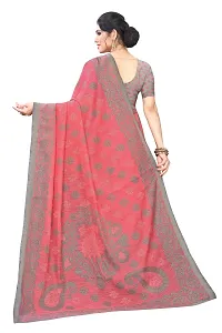 Pink Polyester Brasso Saree with Blouse Piece-thumb1