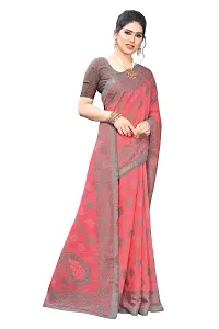 Pink Polyester Brasso Saree with Blouse Piece-thumb3
