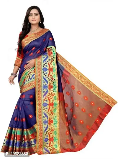 Stylish Chiffon Purple Printed Saree with Blouse piece-thumb0