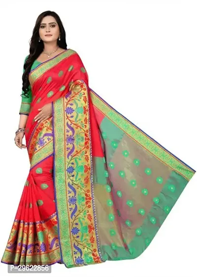 Stylish Chiffon Red Printed Saree with Blouse piece-thumb0