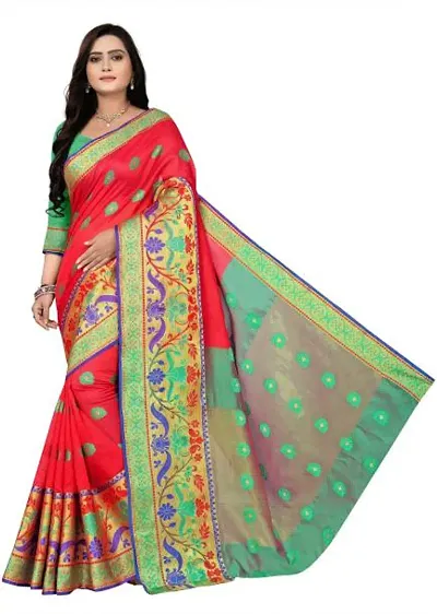 Beautiful Art Silk Saree with Blouse piece For Women